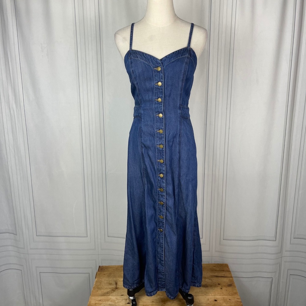 Guess Blue Denim Maxi Dress with Front Buttons